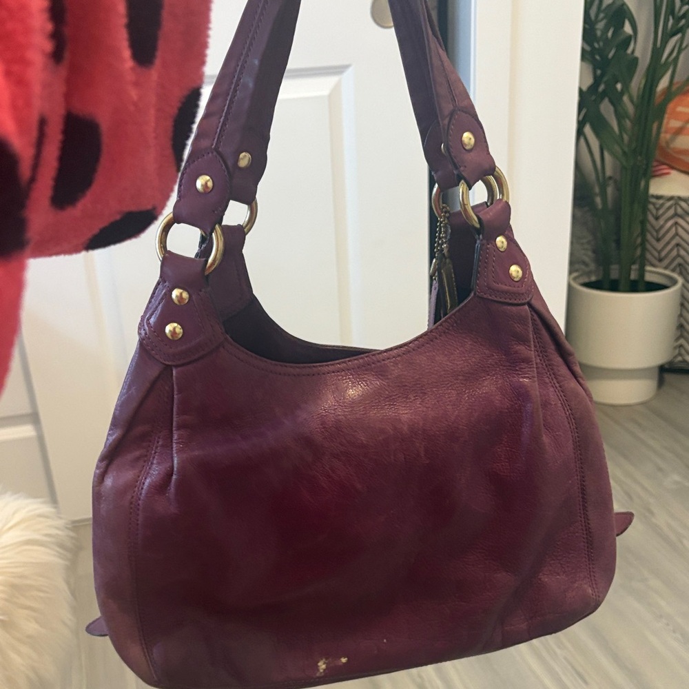 Coach Plum Leather Shoulder Bag - Picture 4 of 6